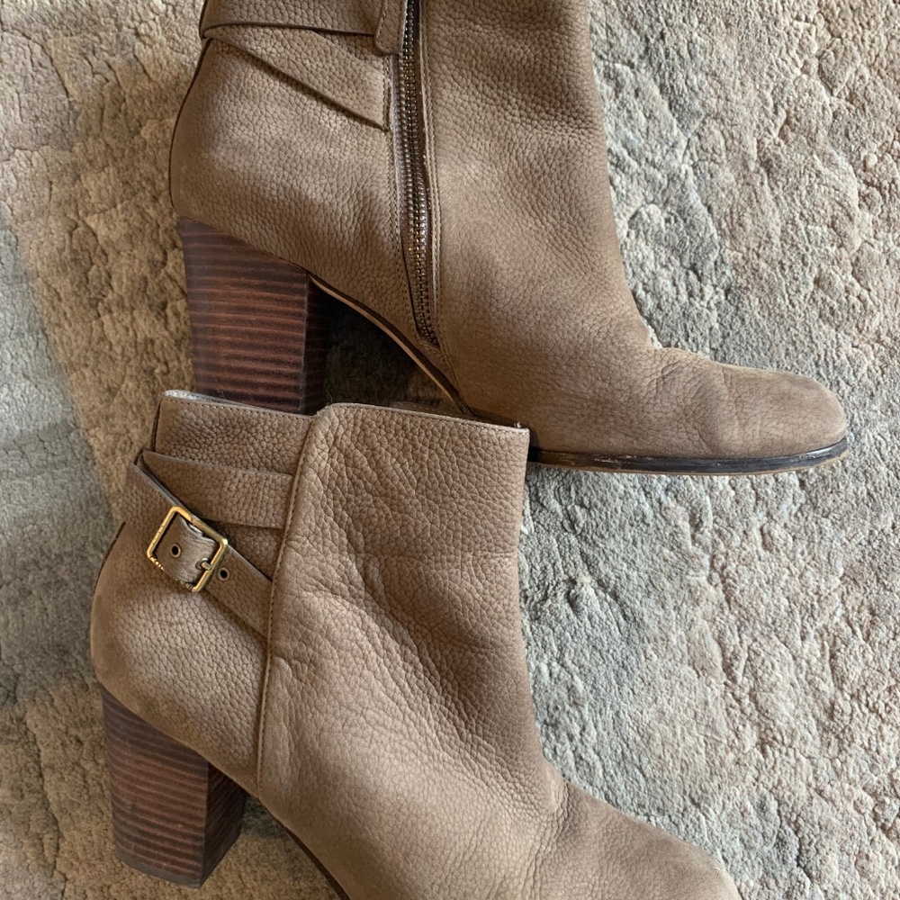 Cole Haan Grand Bootie Buckle Western Nubuck Beige